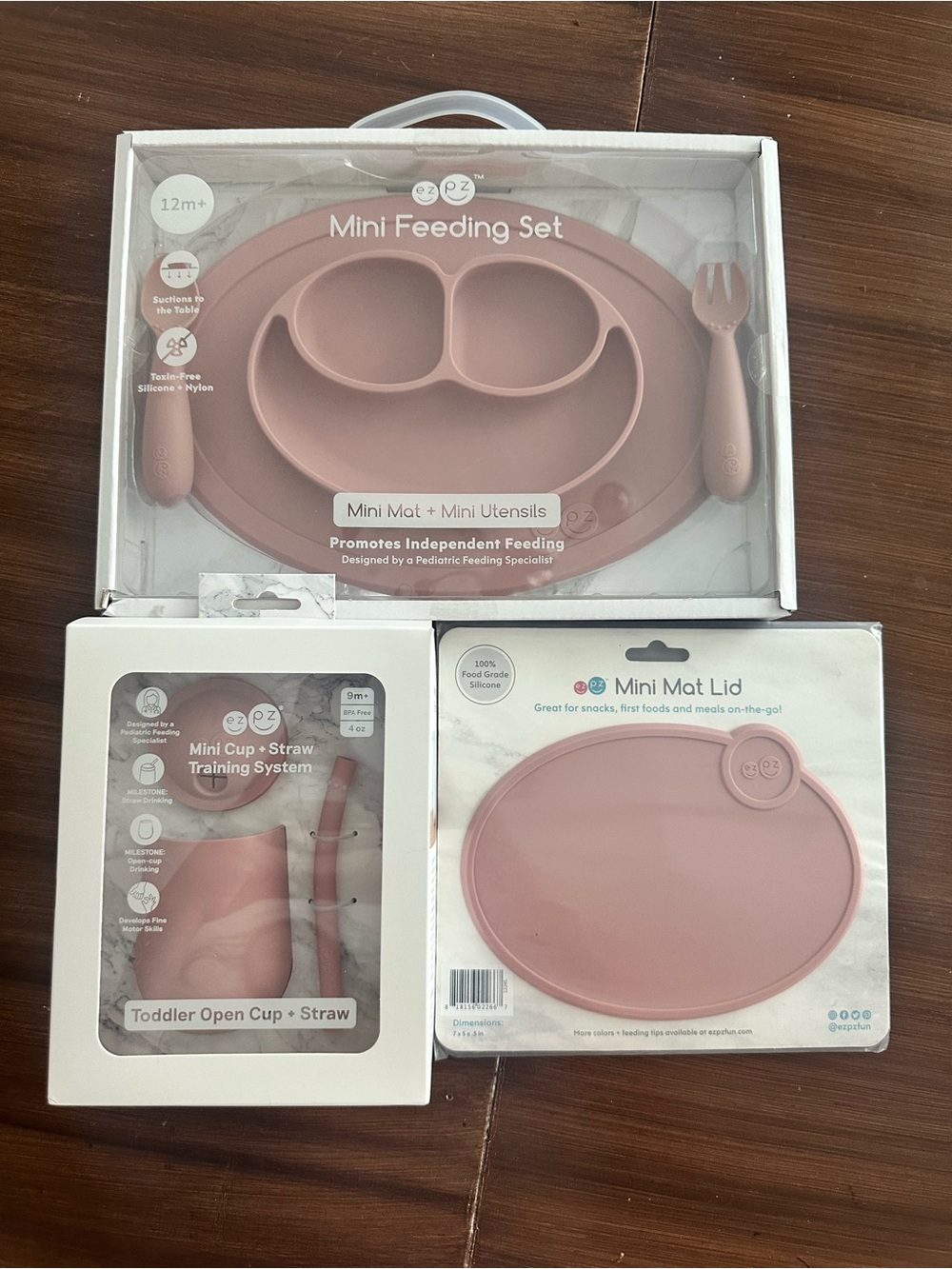 EZPZ Happy Feeding Set - Suction Mat, Utensils, Cup + Straw